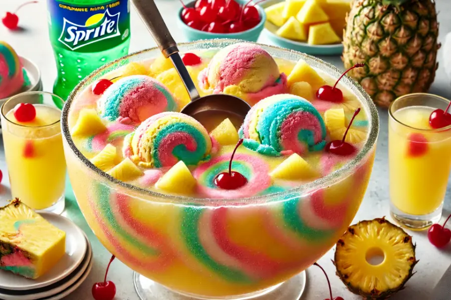 Sherbet Punch with Sprite and Pineapple Juice